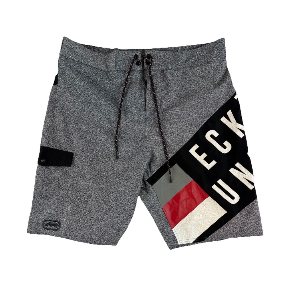 Ecko Unltd Board Shorts Mens‎ 30 Black Red Mesh Lining With Pocket